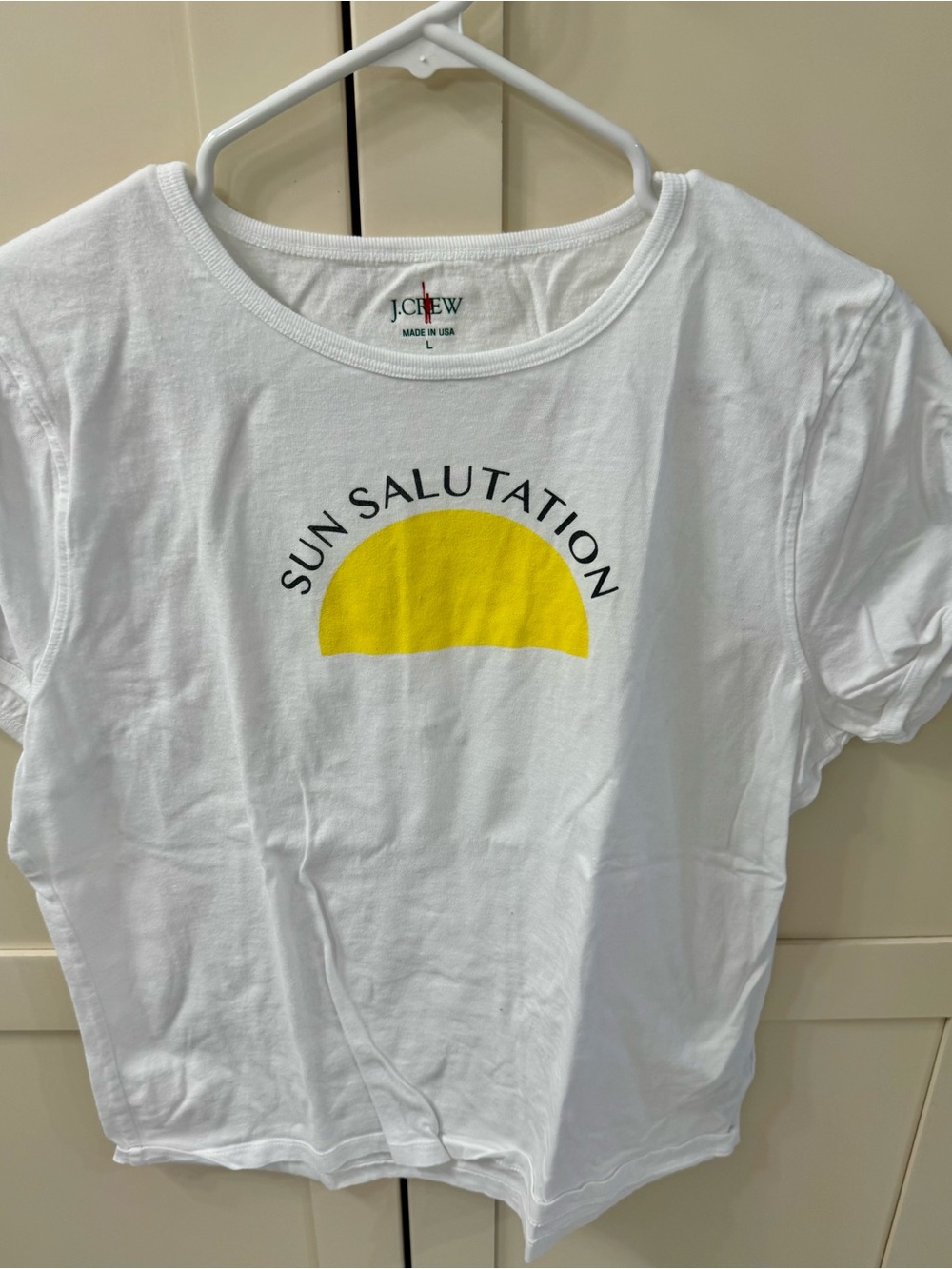 J. Crew White Short-Sleeve Tee with Yellow Sun Graphic